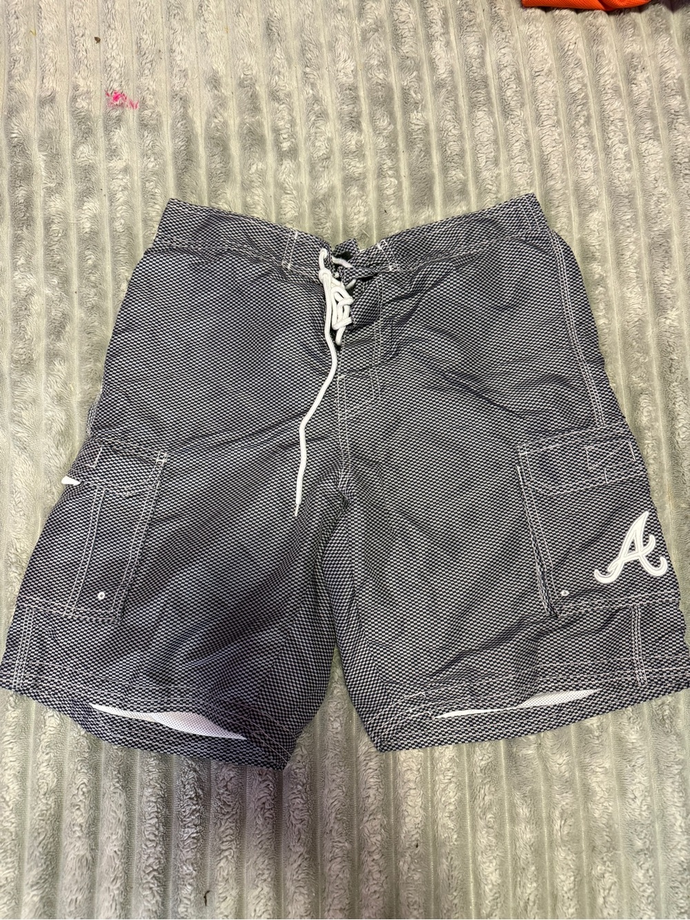 alanta braves Men’s Navy Microprint Swim Trunks